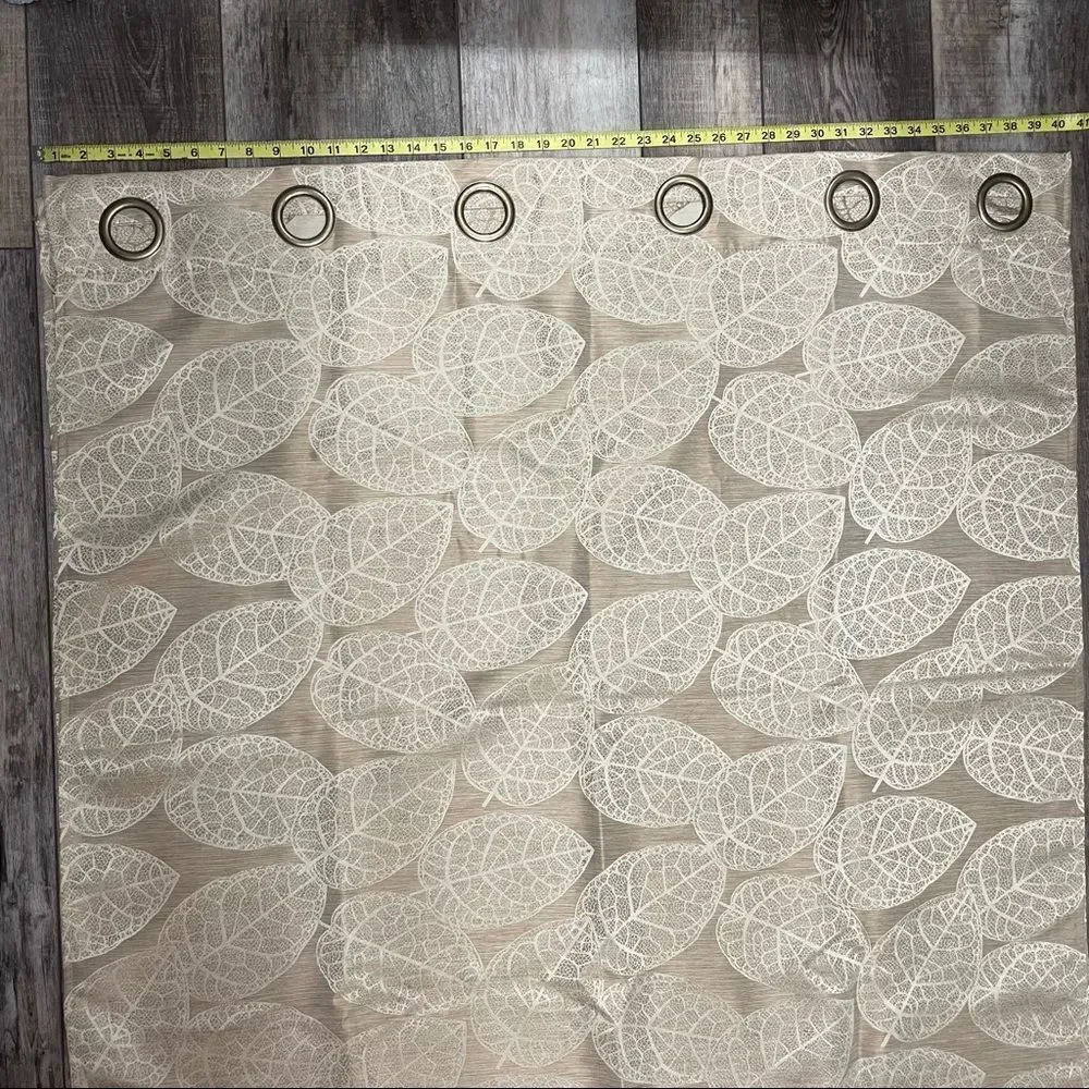 Beige And Cream Curtains Lace Leaf Pattern Design 2 Panels 84”x40”
